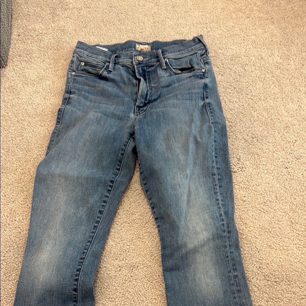 MOTHER Blue Skinny Jeans Medium Wash
